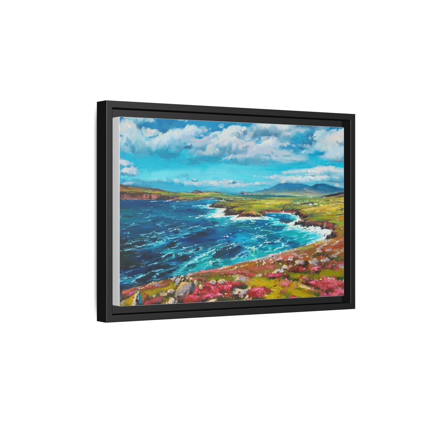 Dingle Peninsula wall art featuring a scenic view of Ireland's rugged coastline, printed on high-quality canvas with a premium frame.