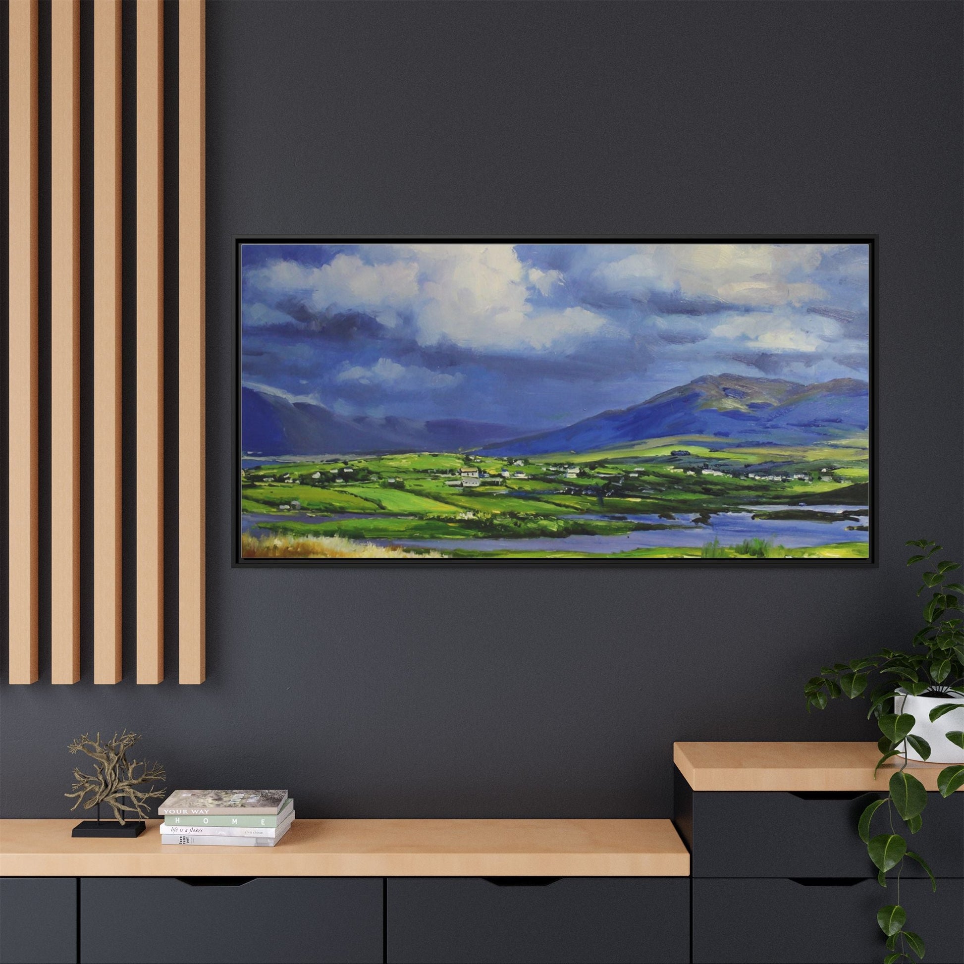 Connemara Fields - Stunning Irish landscape canvas print showcasing the serene beauty of Connemara's fields.