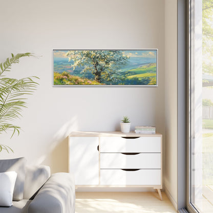 Whitethorn in Bloom wall art featuring a vibrant scene of blooming whitethorn trees, printed on high-quality canvas for a natural and timeless décor.