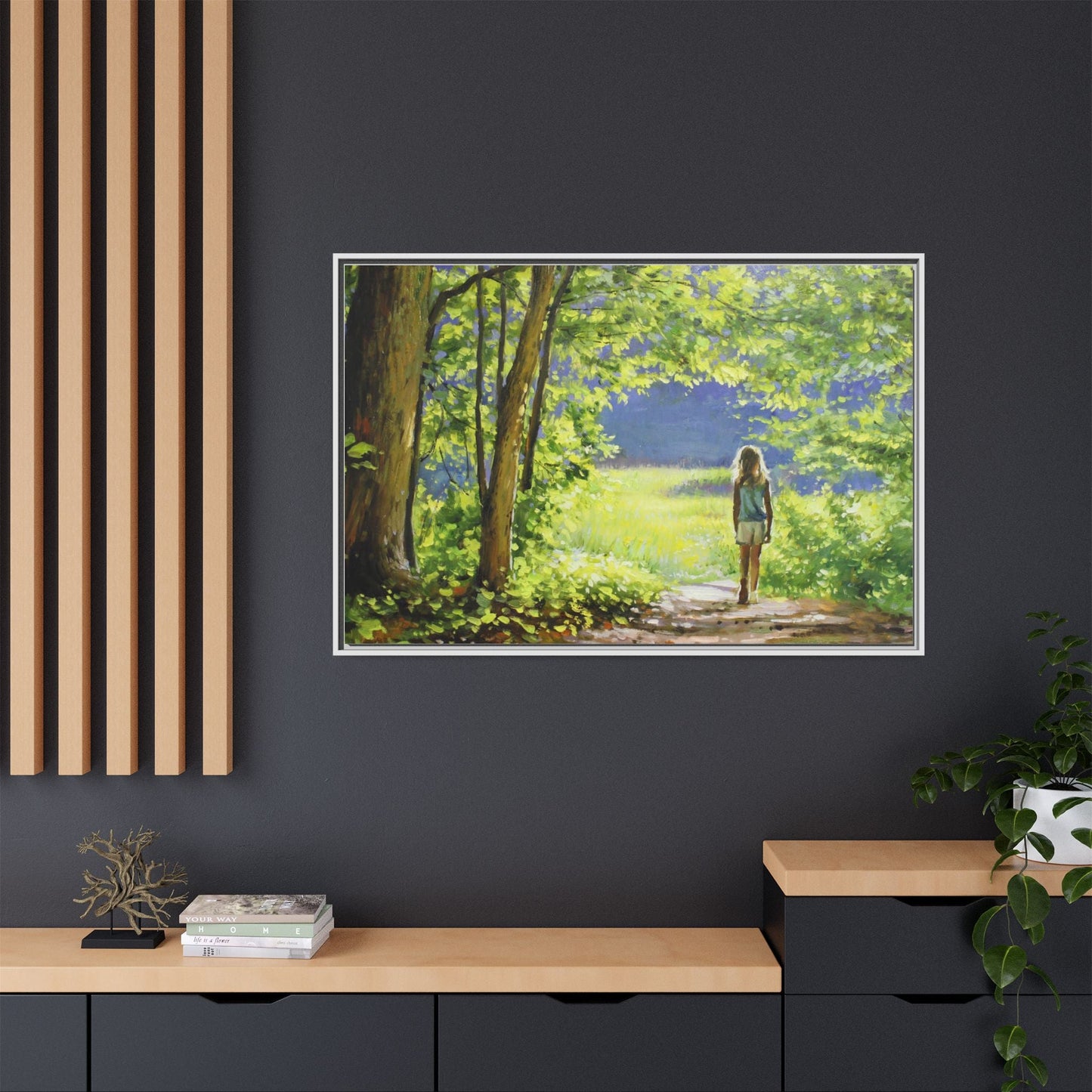 INTO THE LIGHT 11 – A captivating artwork featuring a luminous scene that evokes a sense of depth, movement, and serenity, framed in premium pinewood for timeless décor.