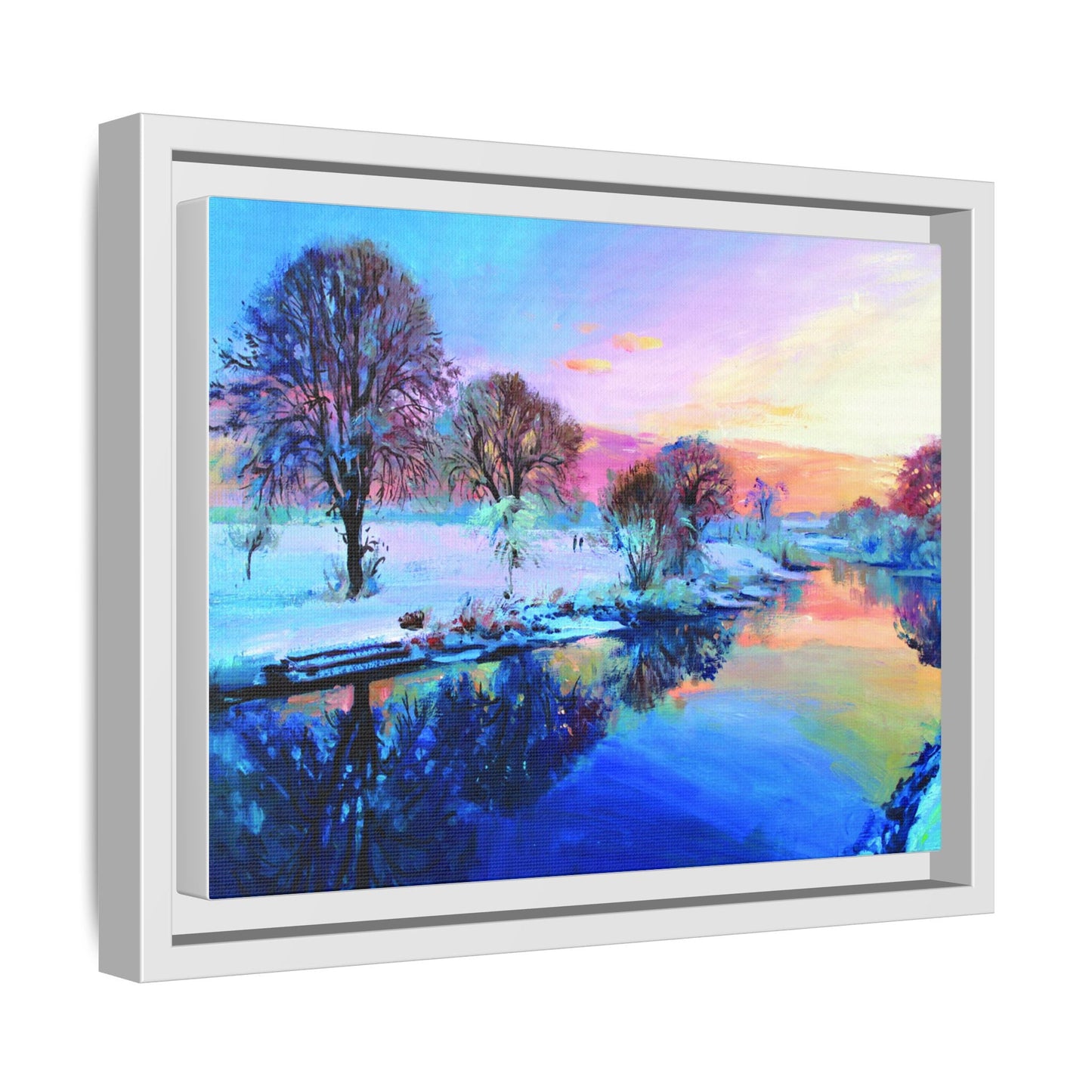 Winter Trees framed art – Premium pinewood frame with a cotton-polyester canvas print, featuring a protective coating for lasting beauty and timeless décor.