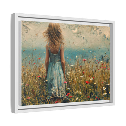 Young Girl Looking Out To Sea wall art, featuring a peaceful ocean view and a young girl in contemplation, printed on high-quality canvas for timeless décor.