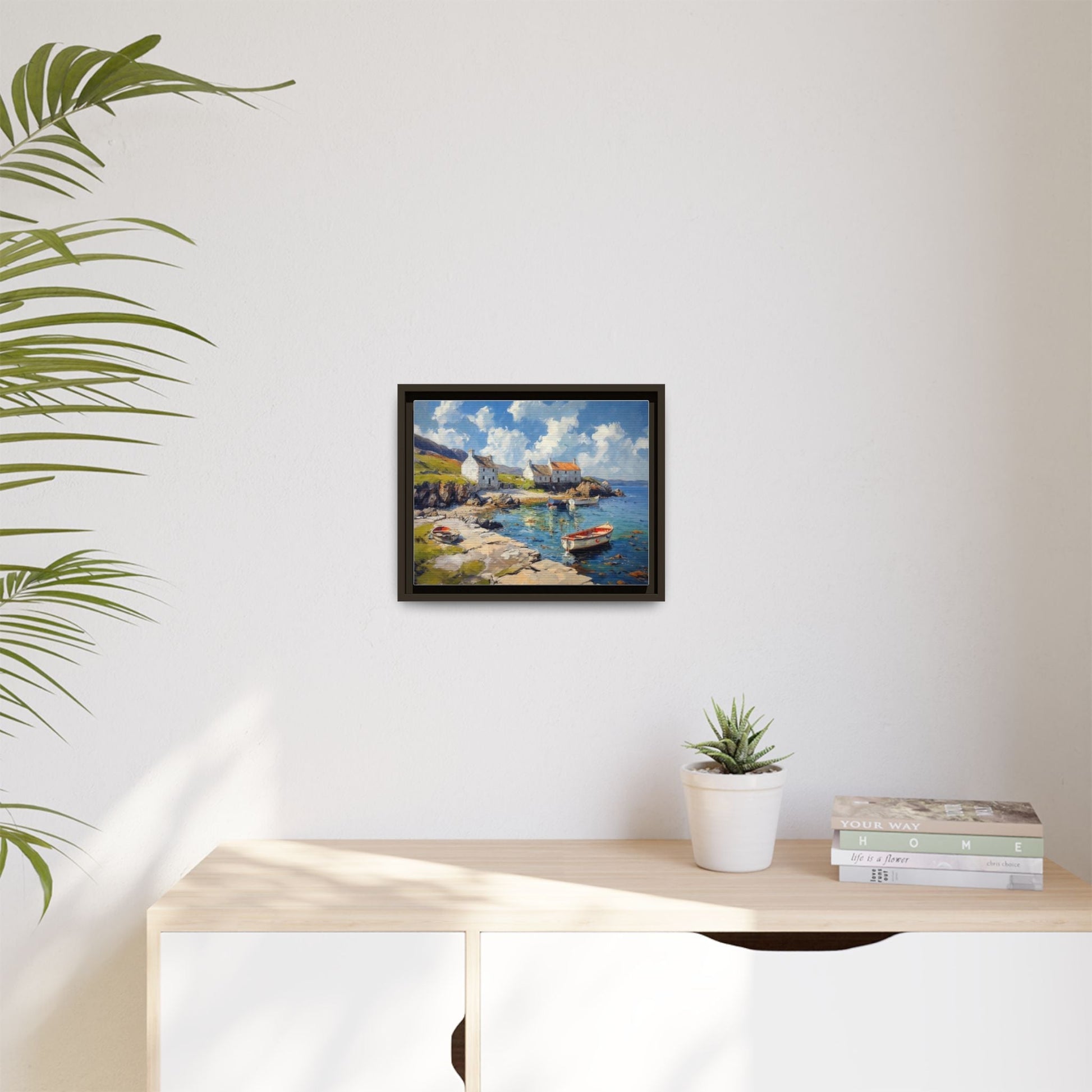 Island Harbour Coastal Landscape - Serene Wall Art Print for Home Décor