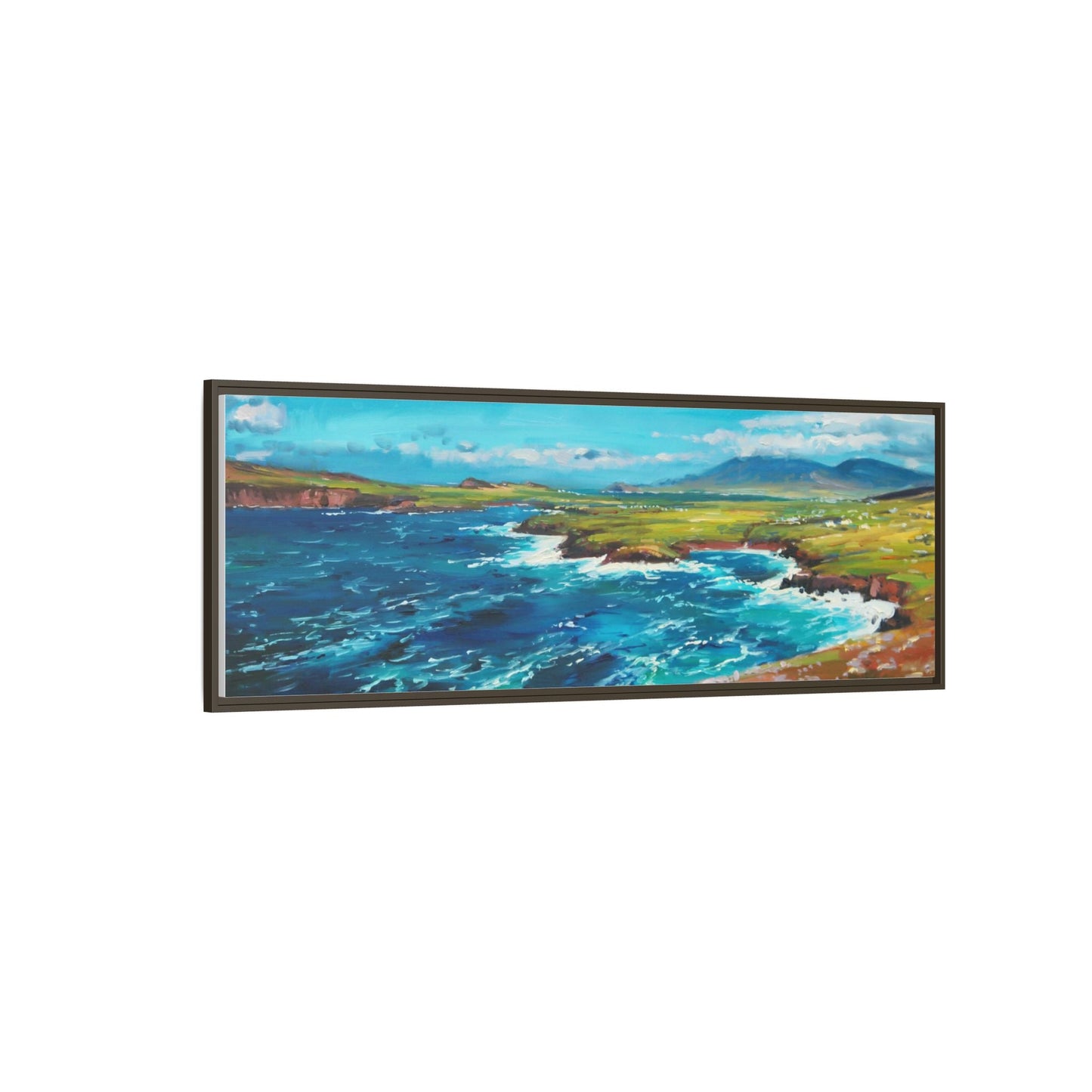 Dingle Peninsula wall art featuring a scenic view of Ireland's rugged coastline, printed on high-quality canvas with a premium frame.