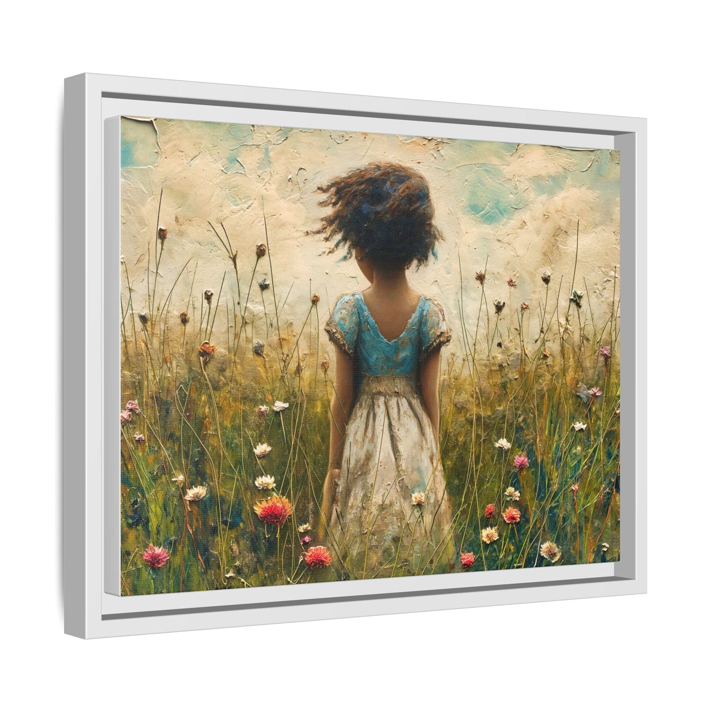 Young Girl In Flowers Wall Art - Graceful Portrait of Girl Surrounded by Flowers for Home Décor