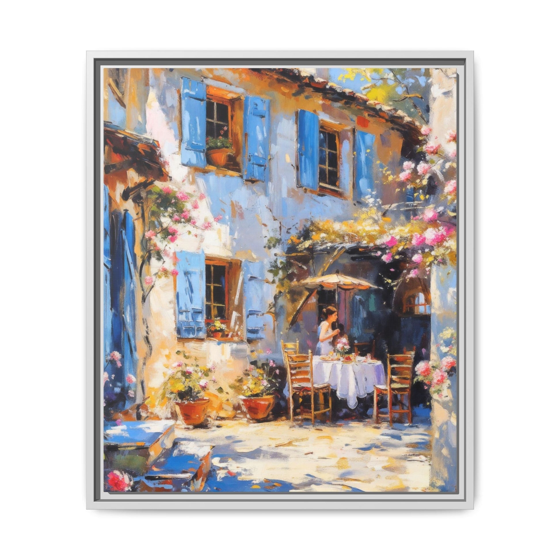 Premium Café Tables Frame with Cotton-Polyester Canvas Print