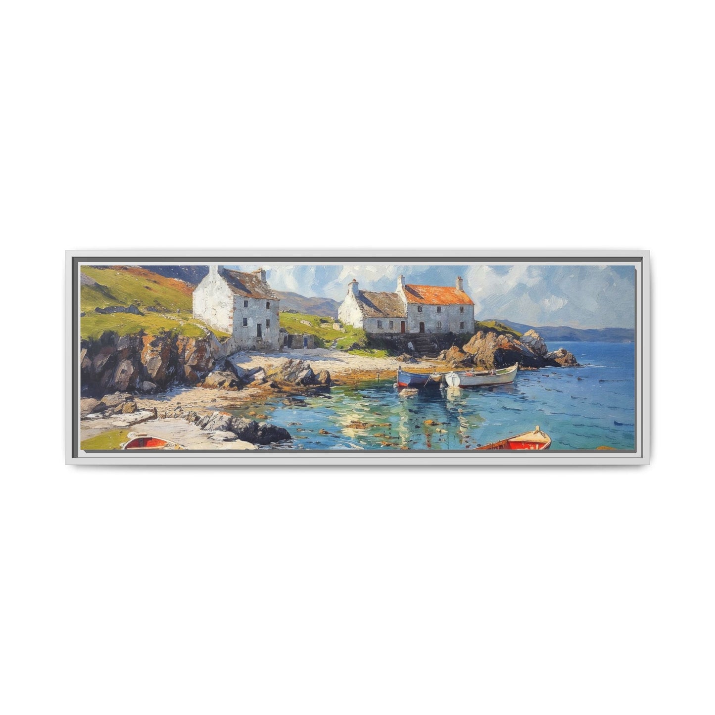 Island Harbour Coastal Landscape - Serene Wall Art Print for Home Décor