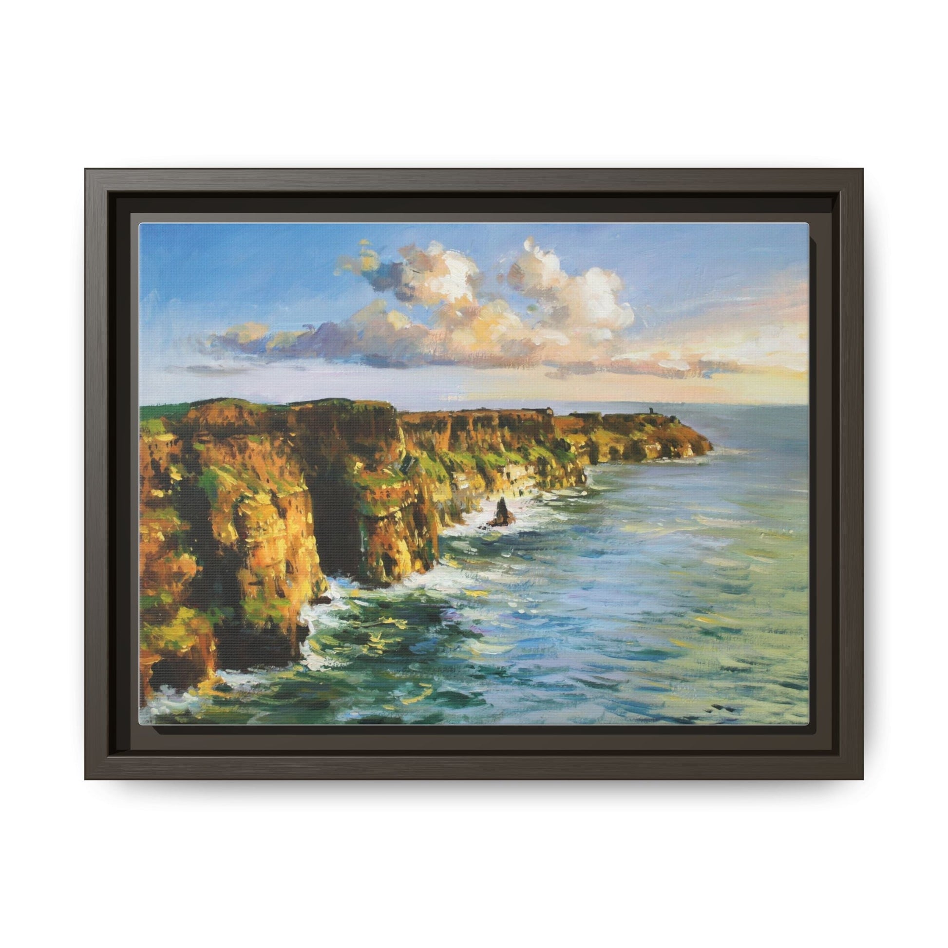 Cliffs of Moher wall art showcasing the dramatic Irish coastline, printed on high-quality canvas to bring natural beauty into your home décor.