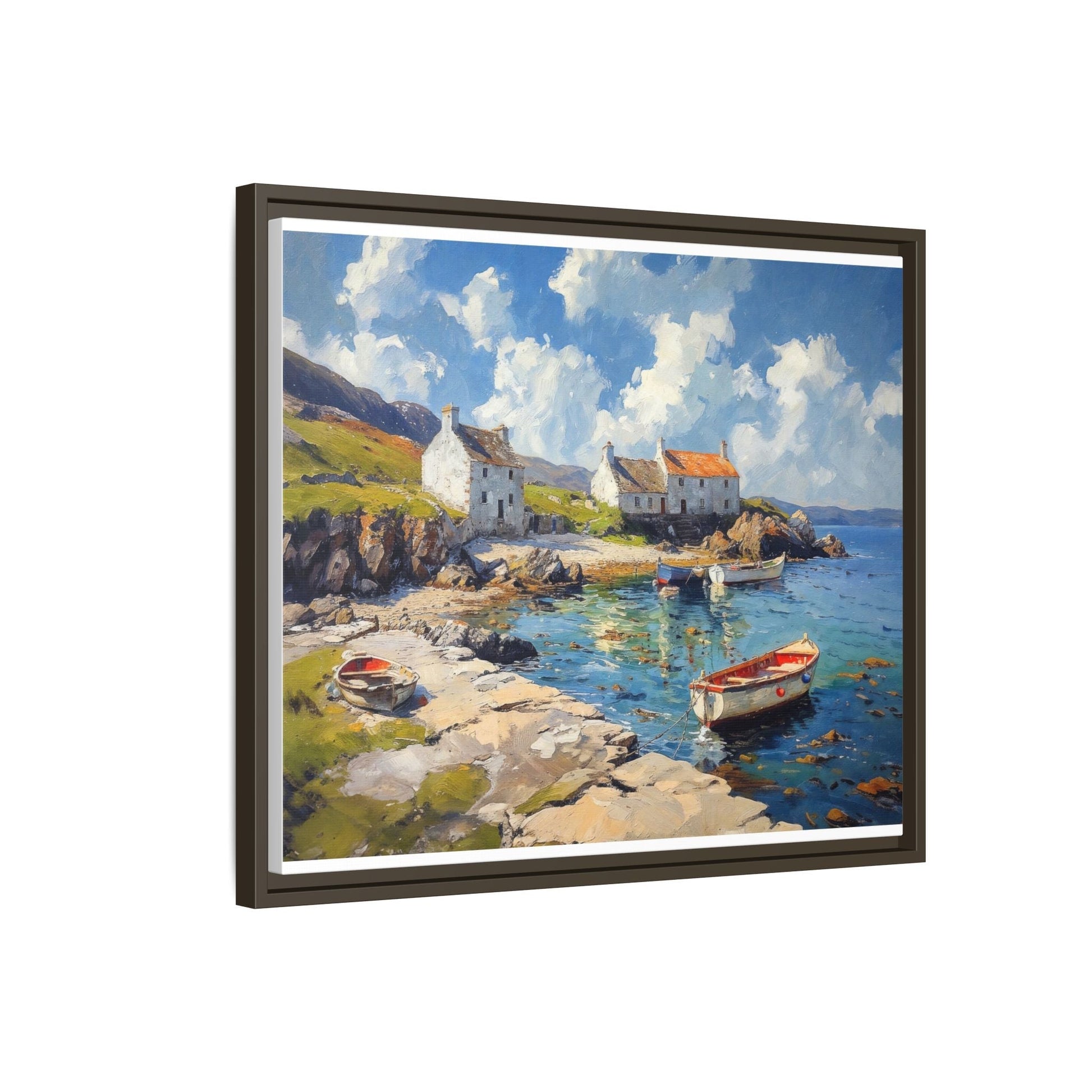 Island Harbour Coastal Landscape - Serene Wall Art Print for Home Décor