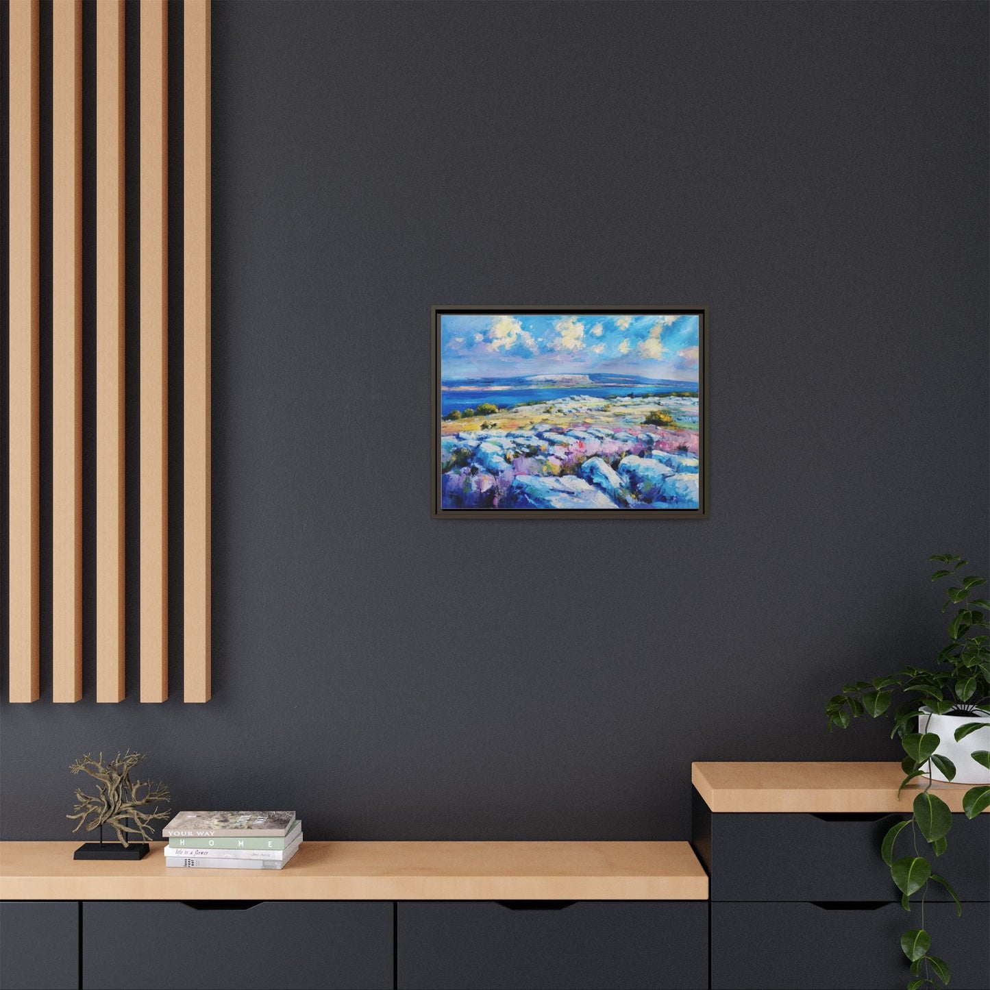 Burren 3 wall art featuring a scenic view of the Burren region in Ireland, printed on high-quality canvas with a premium frame for timeless décor