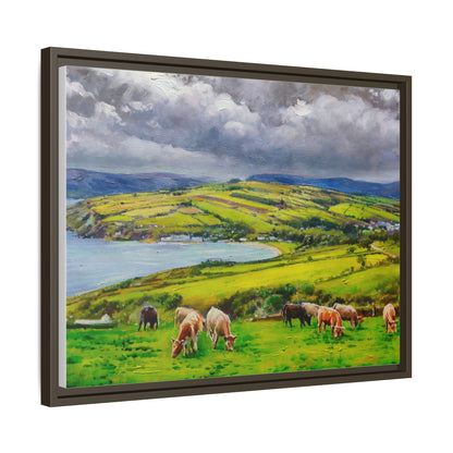 Cushendun Hills wall art showcasing rolling hills and scenic Irish landscapes, framed in high-quality materials for an elegant look.