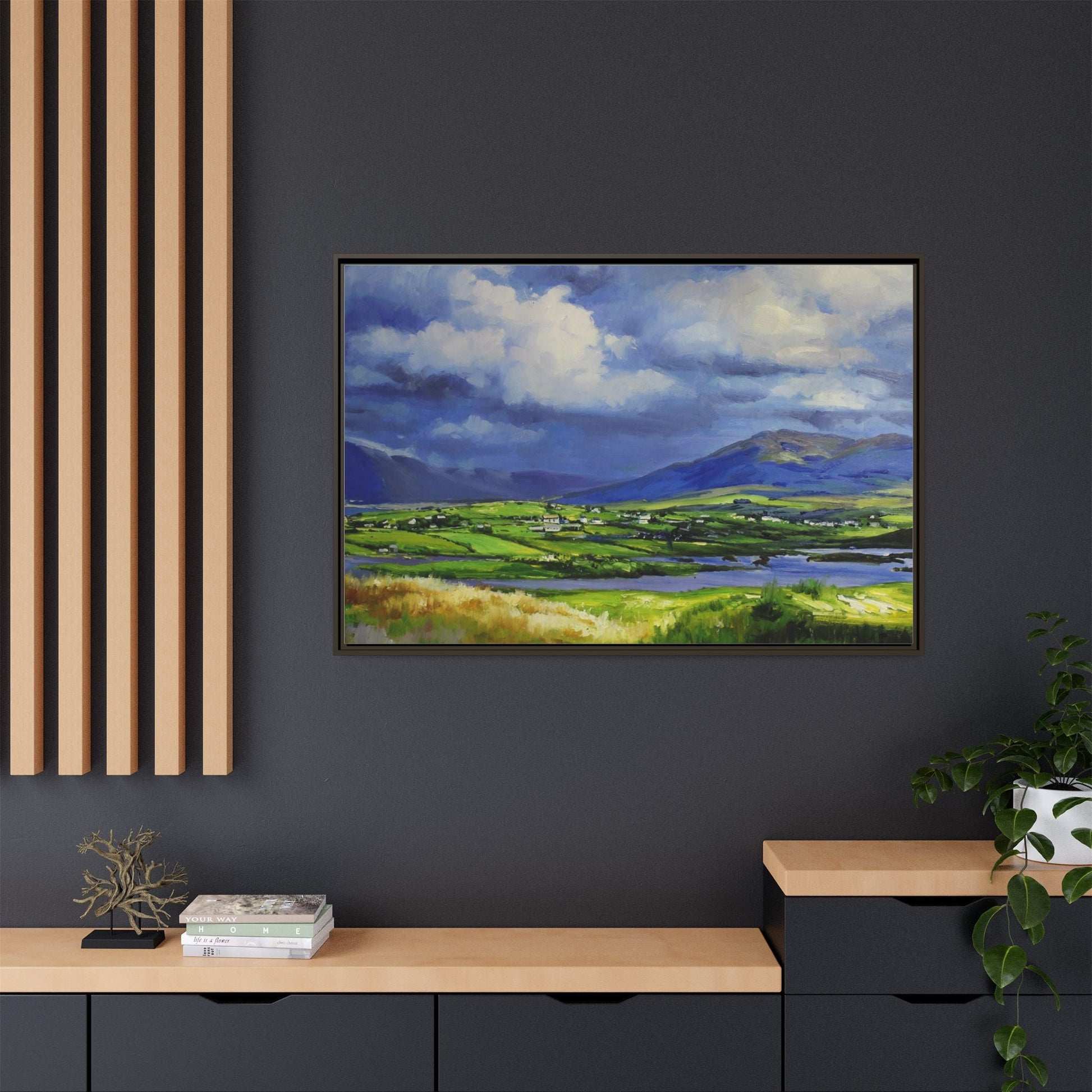 Connemara Fields - Stunning Irish landscape canvas print showcasing the serene beauty of Connemara's fields.