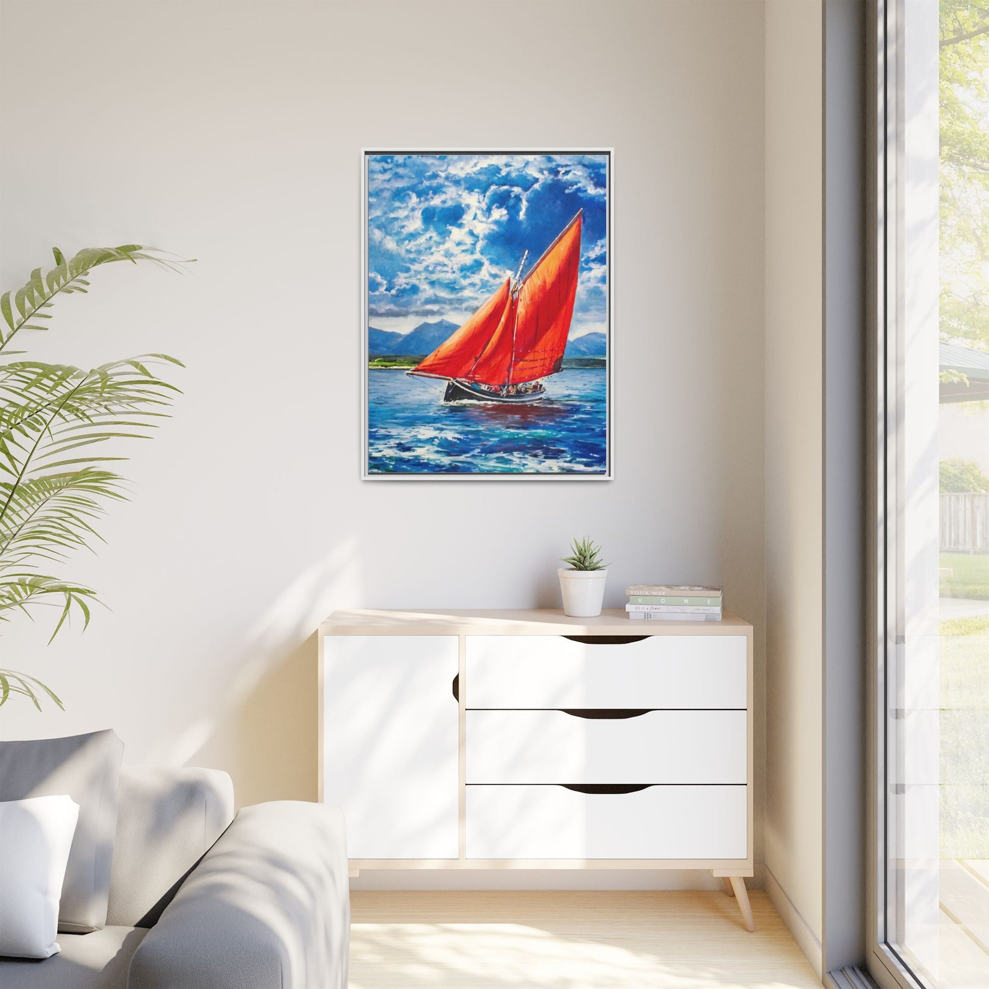 Single Galway Hooker – Premium Pinewood Art Frame for Timeless Décor