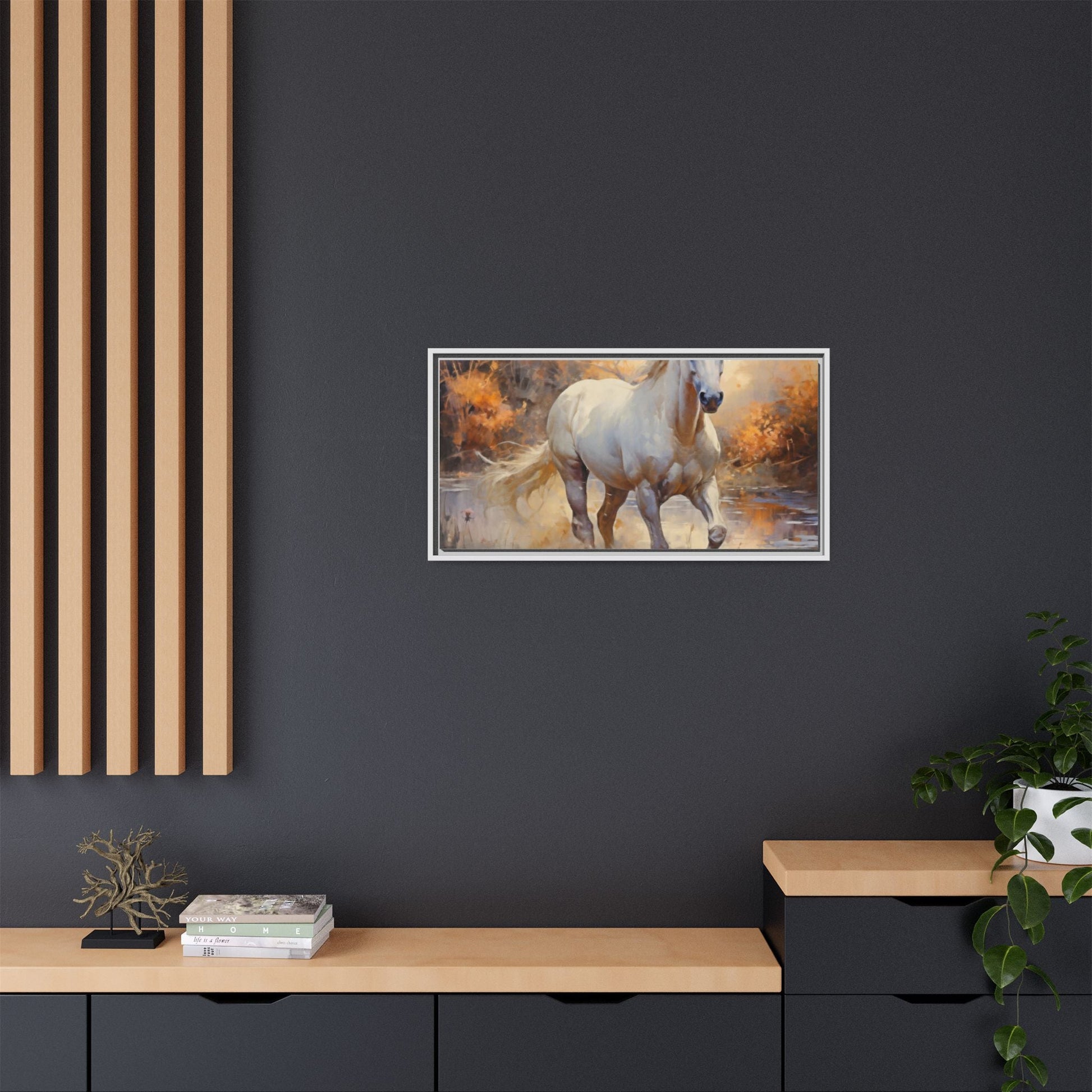 Arabian Horse – Elegant Pinewood Framed Wall Art for Timeless Décor