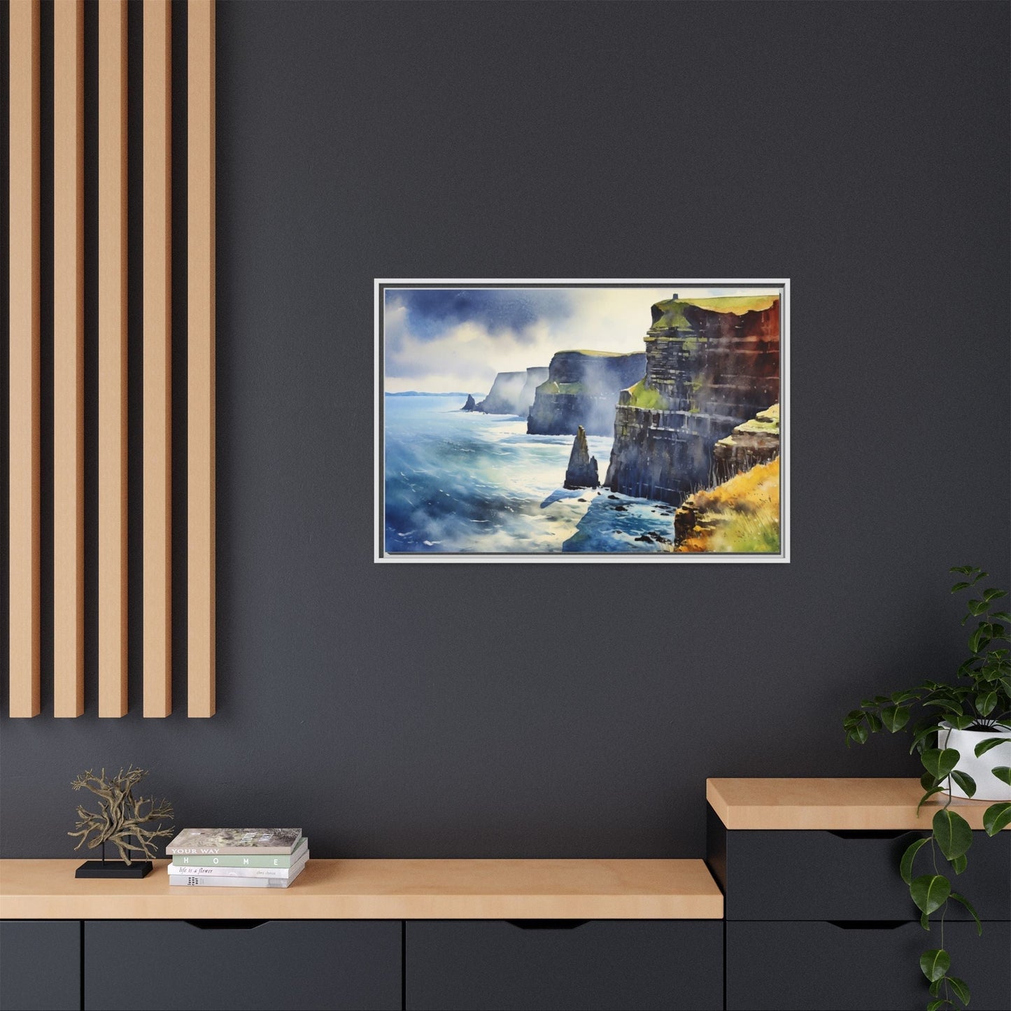 Watercolour of Cliffs of Moher – Beautiful Coastal Landscape Canvas Print