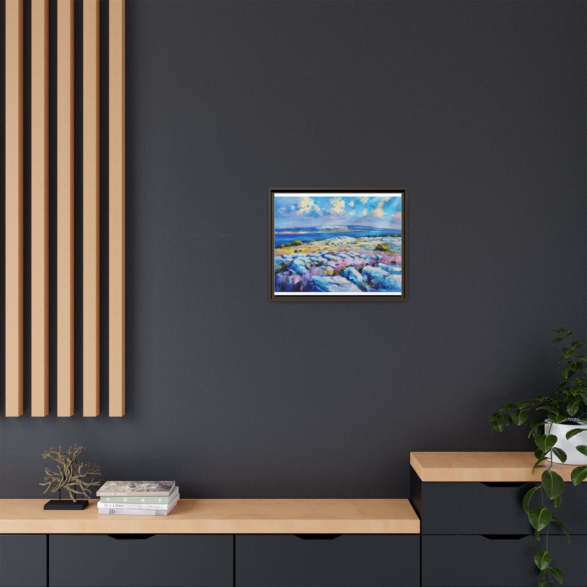 Burren 3 wall art featuring a scenic view of the Burren region in Ireland, printed on high-quality canvas with a premium frame for timeless décor