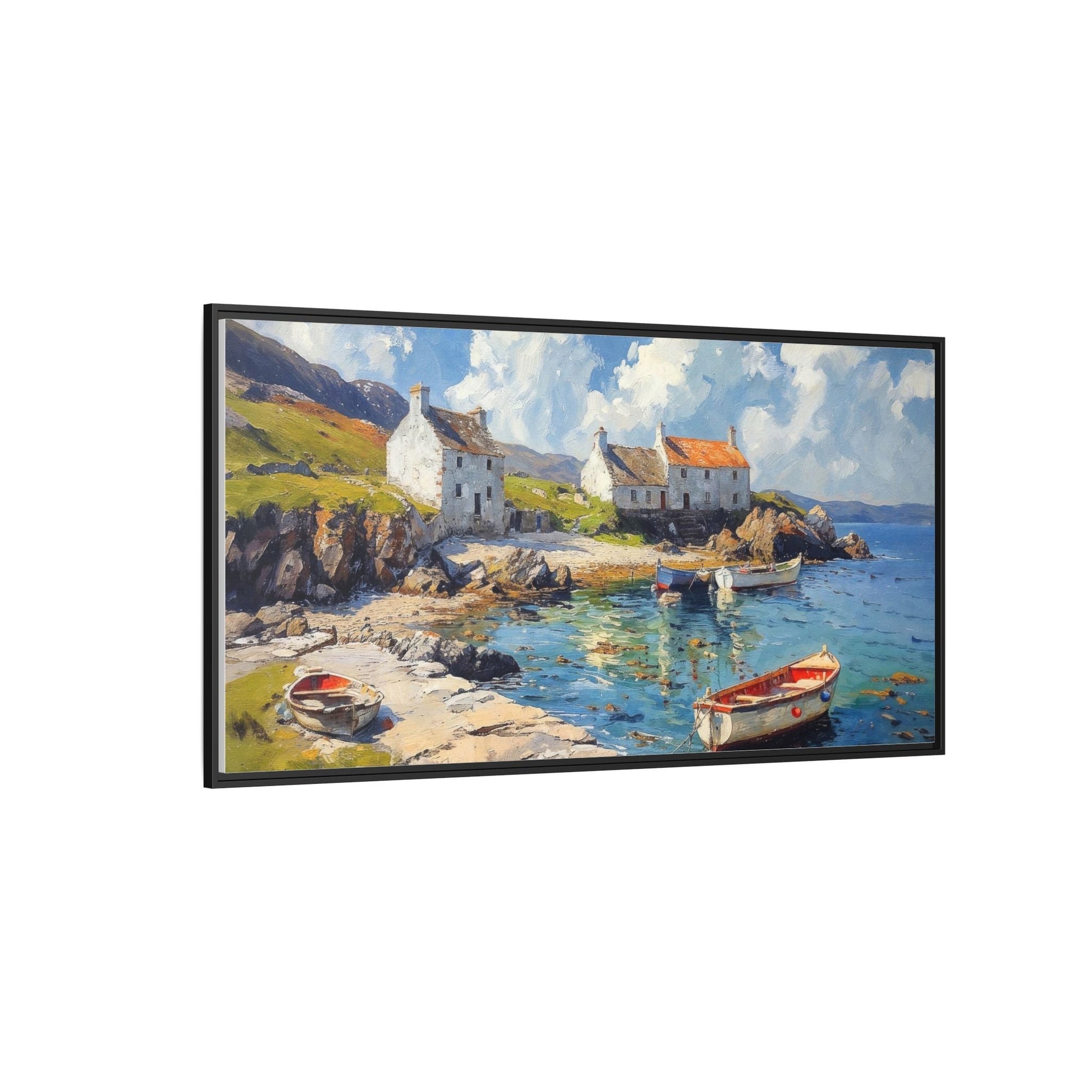 Island Harbour Coastal Landscape - Serene Wall Art Print for Home Décor