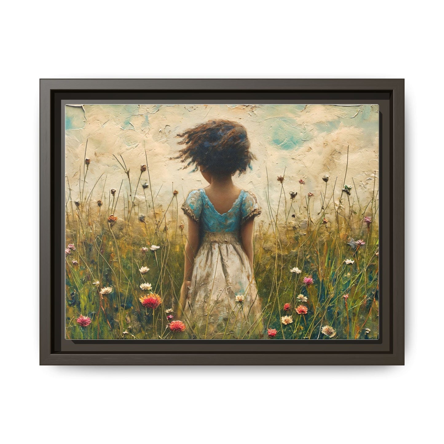 Young Girl In Flowers Wall Art - Graceful Portrait of Girl Surrounded by Flowers for Home Décor