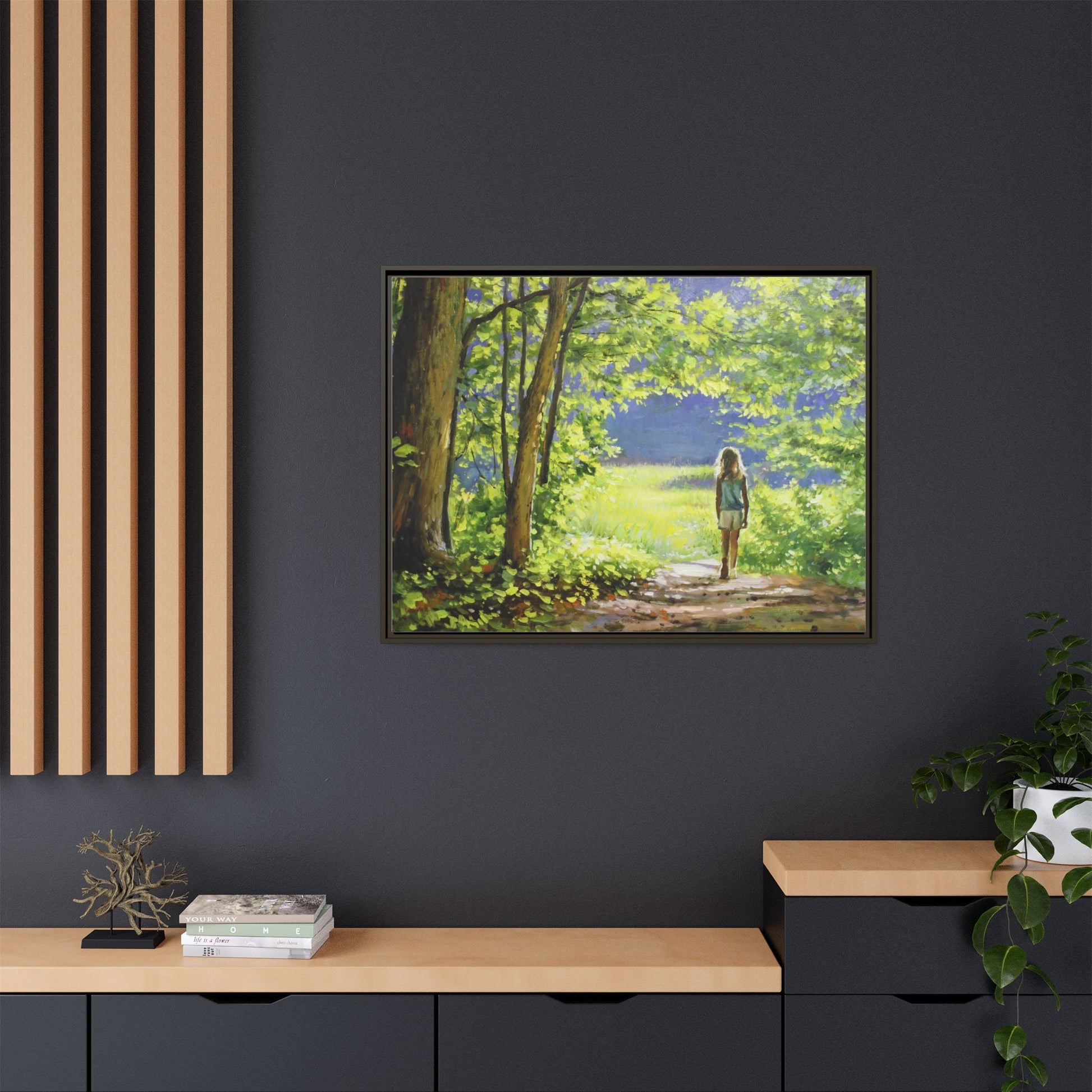 INTO THE LIGHT 11 – A captivating artwork featuring a luminous scene that evokes a sense of depth, movement, and serenity, framed in premium pinewood for timeless décor.