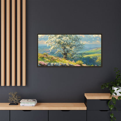 Whitethorn in Bloom wall art featuring a vibrant scene of blooming whitethorn trees, printed on high-quality canvas for a natural and timeless décor.