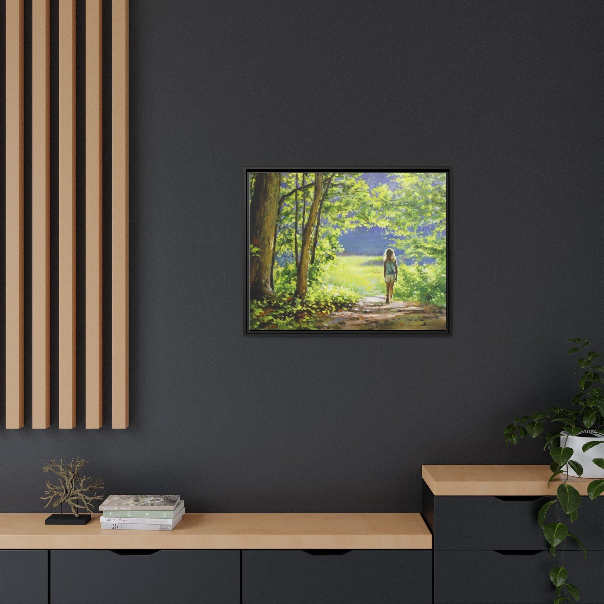 INTO THE LIGHT 11 – A captivating artwork featuring a luminous scene that evokes a sense of depth, movement, and serenity, framed in premium pinewood for timeless décor.