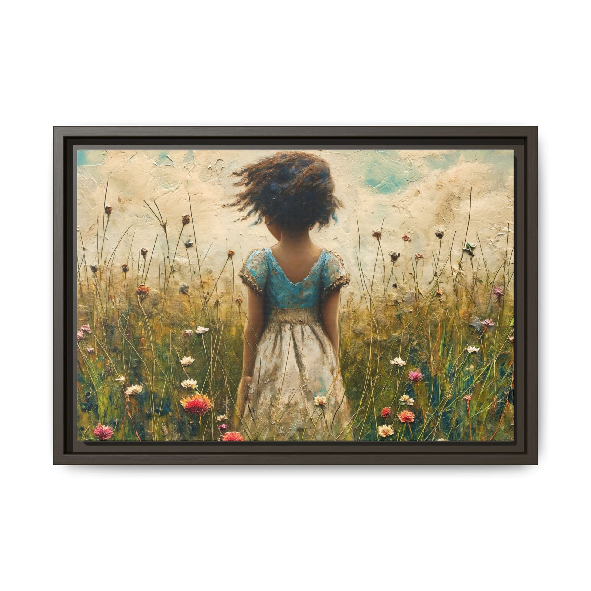 Young Girl In Flowers Wall Art - Graceful Portrait of Girl Surrounded by Flowers for Home Décor