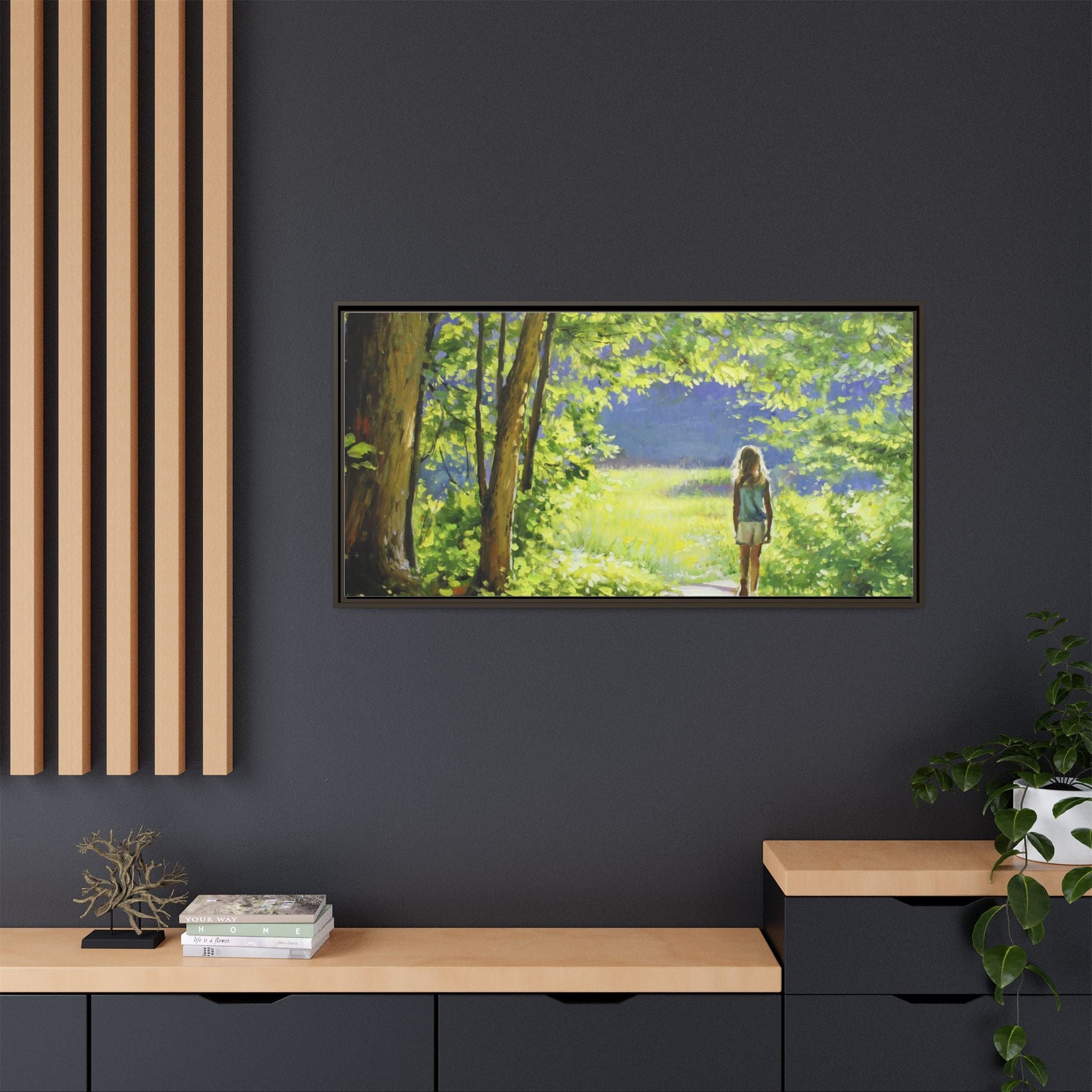 INTO THE LIGHT 11 – A captivating artwork featuring a luminous scene that evokes a sense of depth, movement, and serenity, framed in premium pinewood for timeless décor.