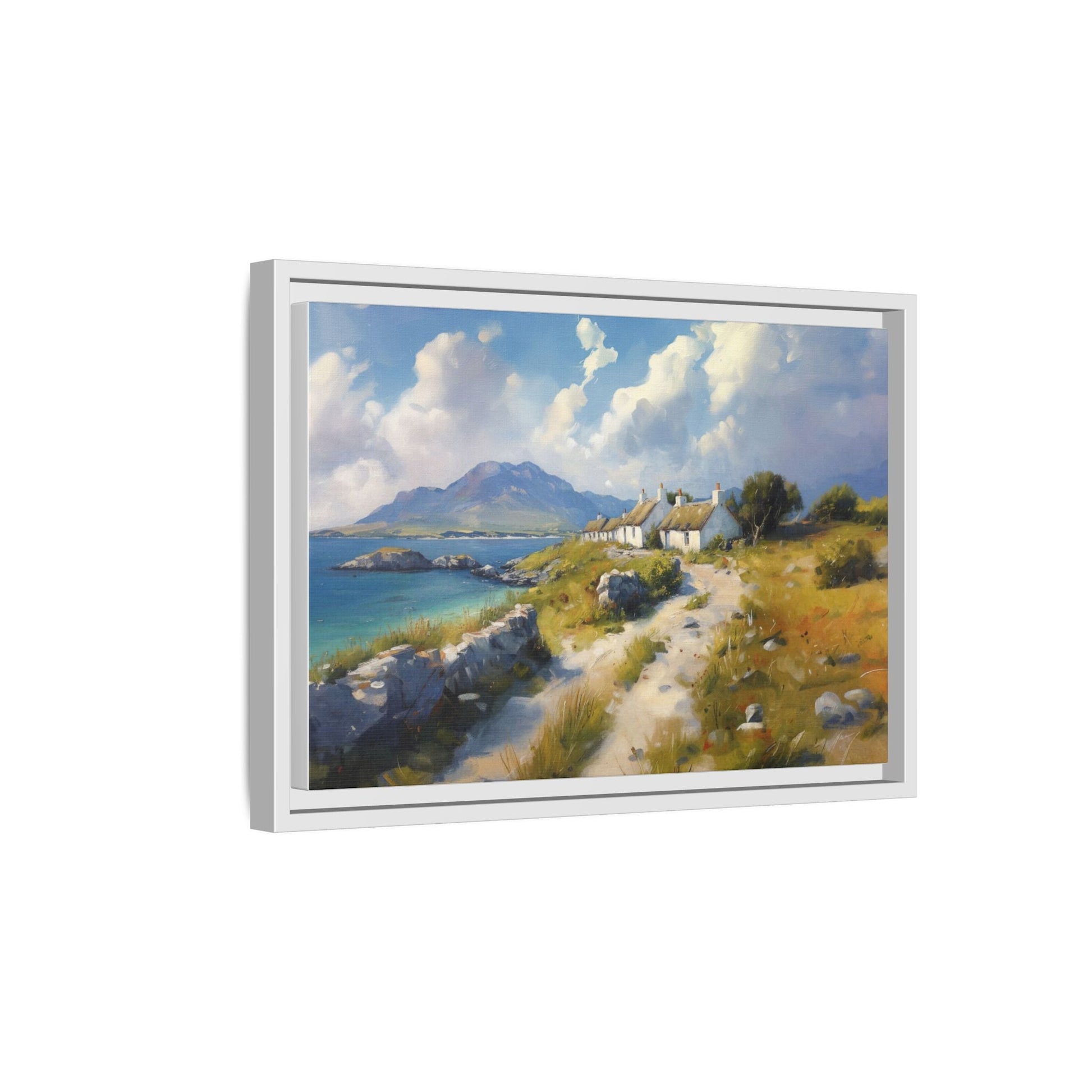 Blustery Day wall art featuring a dramatic wind-swept landscape in a pinewood frame.