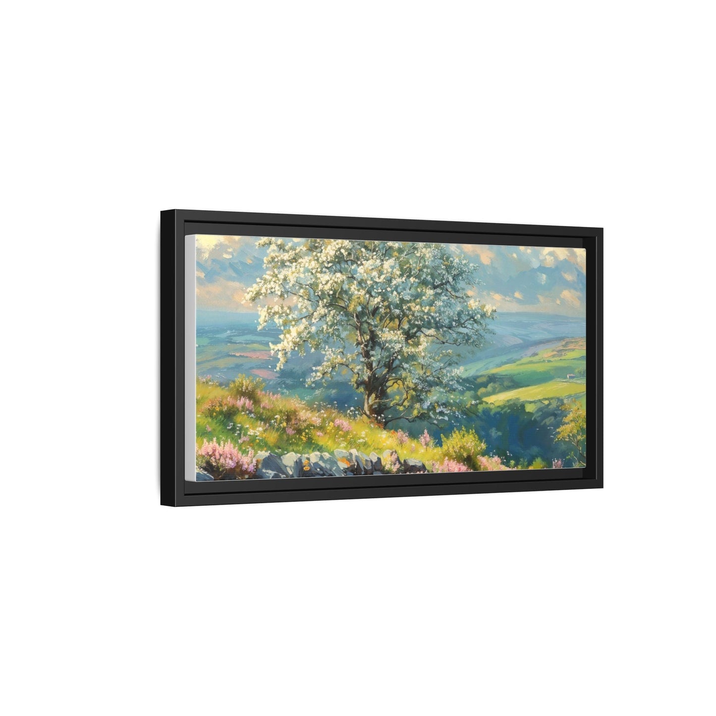 Whitethorn in Bloom wall art featuring a vibrant scene of blooming whitethorn trees, printed on high-quality canvas for a natural and timeless décor.