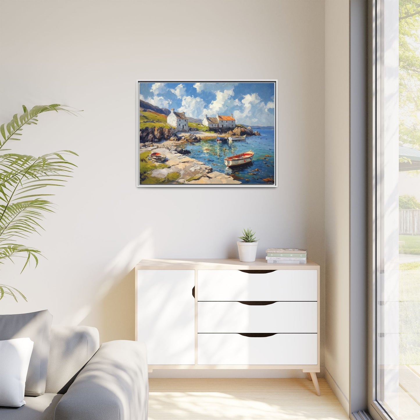 Island Harbour Coastal Landscape - Serene Wall Art Print for Home Décor