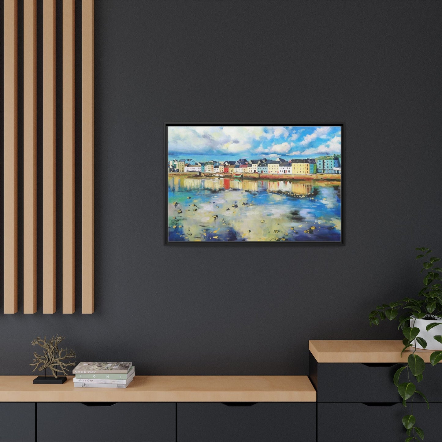 Galway Reflections wall art featuring serene Irish landscapes and water reflections, framed in premium quality wood.