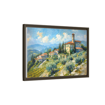 Tuscan Village on Hill - Captivating Italian Landscape Canvas Print for Timeless Home Décor