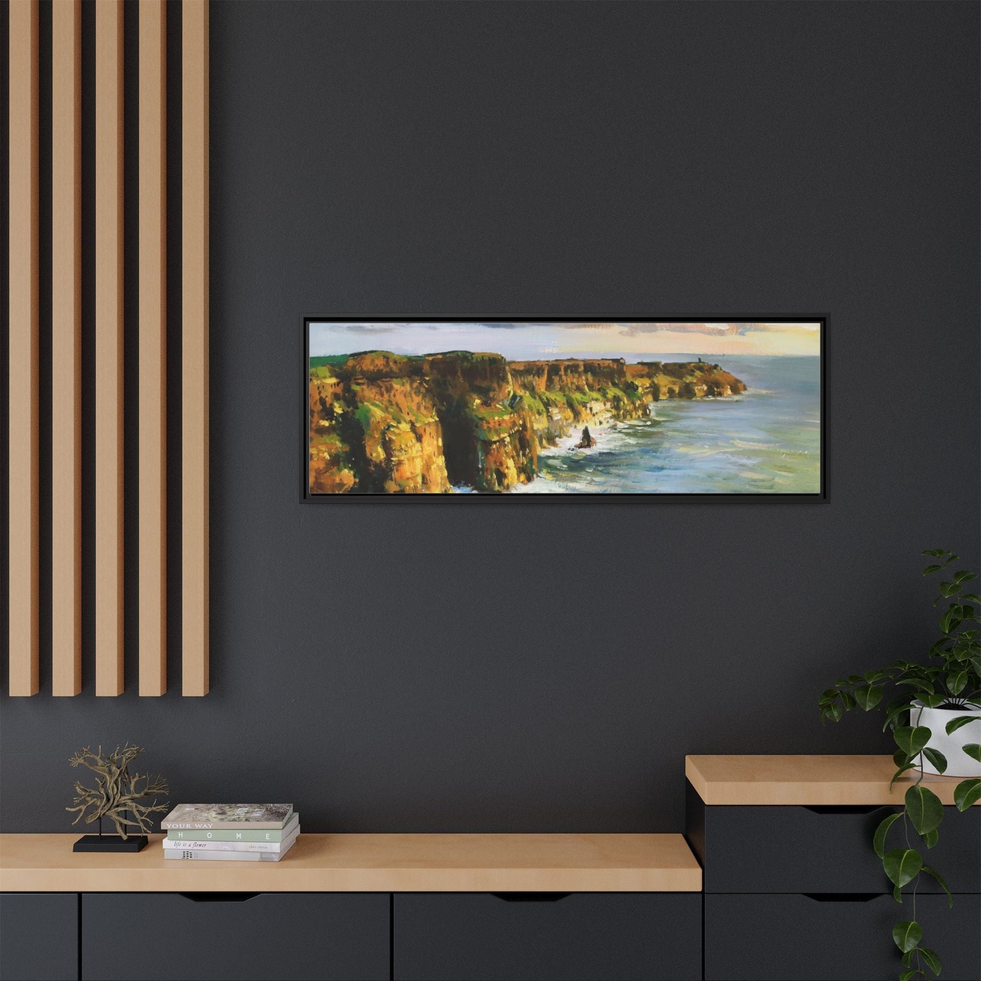 Cliffs of Moher wall art showcasing the dramatic Irish coastline, printed on high-quality canvas to bring natural beauty into your home décor.