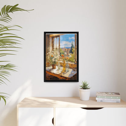 Summer Window – Elegant pinewood-framed wall art featuring a high-quality cotton-polyester canvas with vibrant colors and a timeless design.