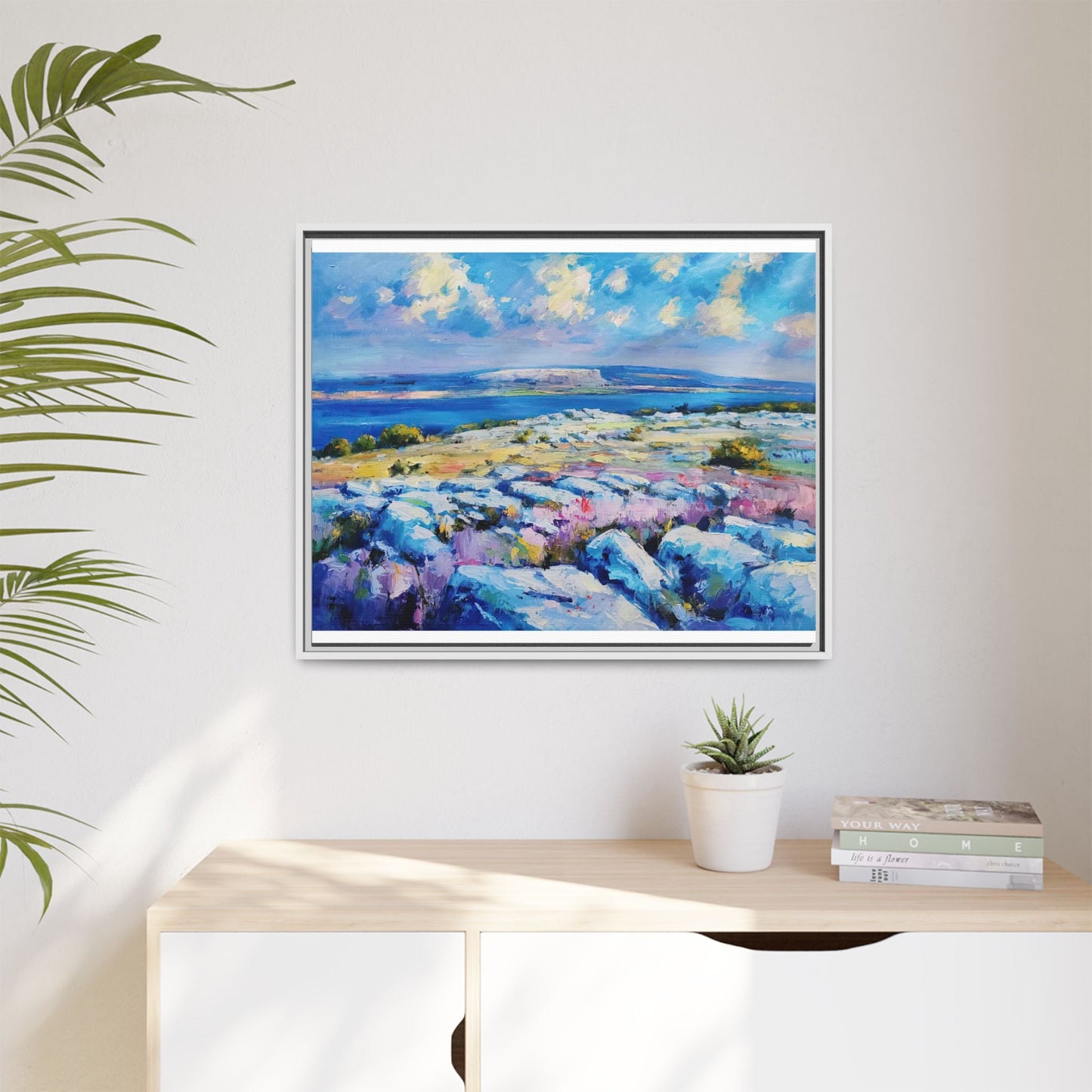 Burren 3 wall art featuring a scenic view of the Burren region in Ireland, printed on high-quality canvas with a premium frame for timeless décor