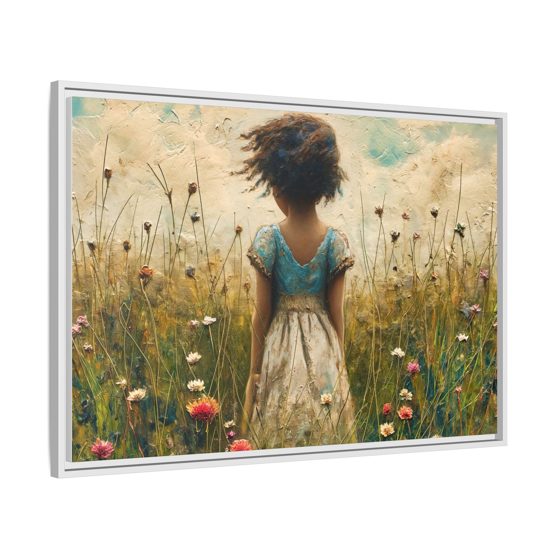 Young Girl In Flowers Wall Art - Graceful Portrait of Girl Surrounded by Flowers for Home Décor