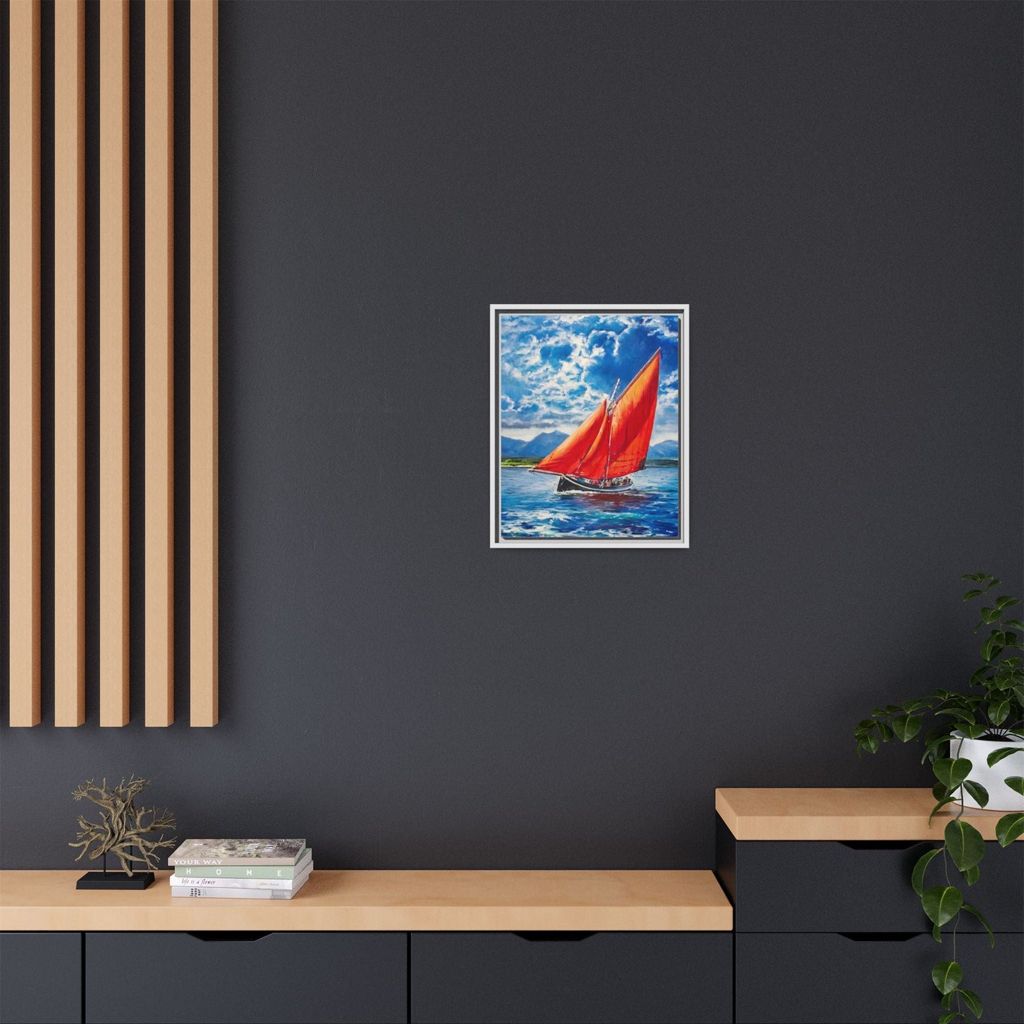 Single Galway Hooker – Premium Pinewood Art Frame for Timeless Décor