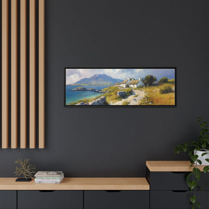 Blustery Day wall art featuring a dramatic wind-swept landscape in a pinewood frame.