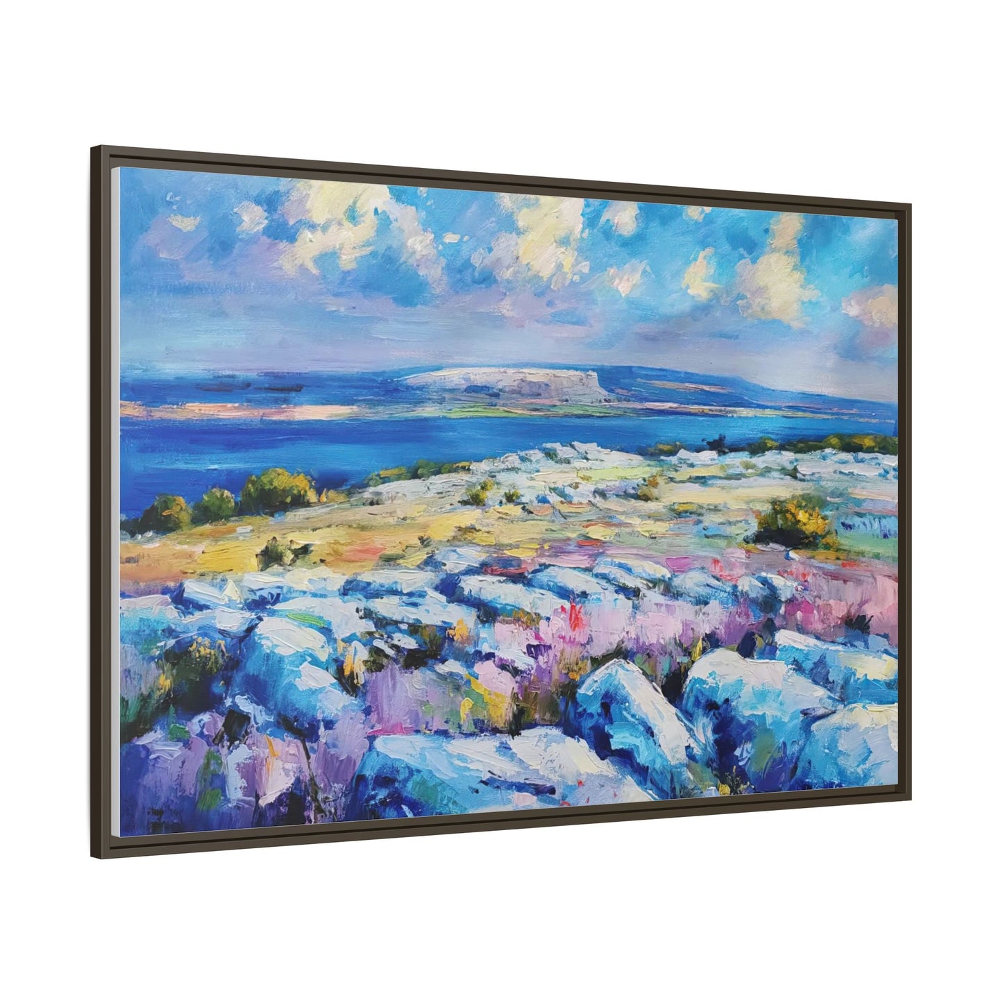 Burren 3 wall art featuring a scenic view of the Burren region in Ireland, printed on high-quality canvas with a premium frame for timeless décor