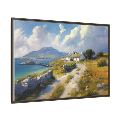 Blustery Day wall art featuring a dramatic wind-swept landscape in a pinewood frame.