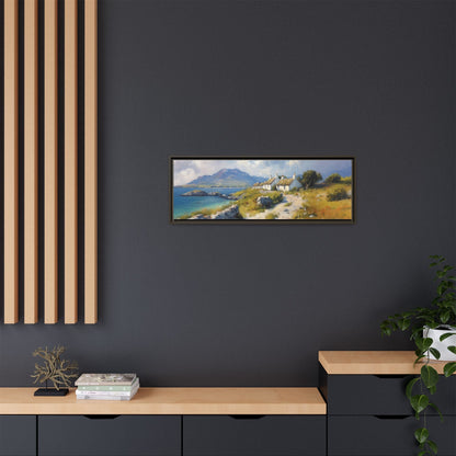 Blustery Day wall art featuring a dramatic wind-swept landscape in a pinewood frame.