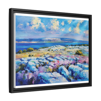 Burren 3 wall art featuring a scenic view of the Burren region in Ireland, printed on high-quality canvas with a premium frame for timeless décor