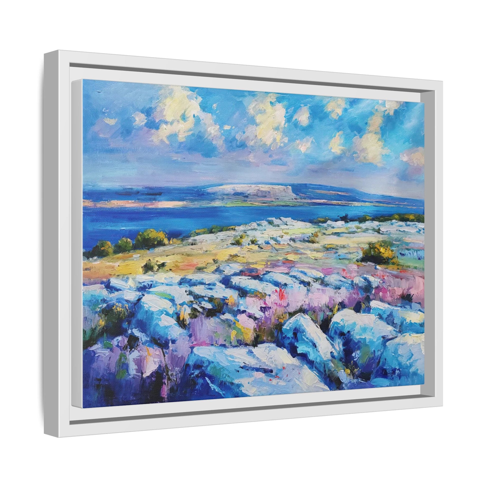 Burren 3 wall art featuring a scenic view of the Burren region in Ireland, printed on high-quality canvas with a premium frame for timeless décor