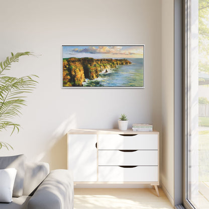 Cliffs of Moher wall art showcasing the dramatic Irish coastline, printed on high-quality canvas to bring natural beauty into your home décor.