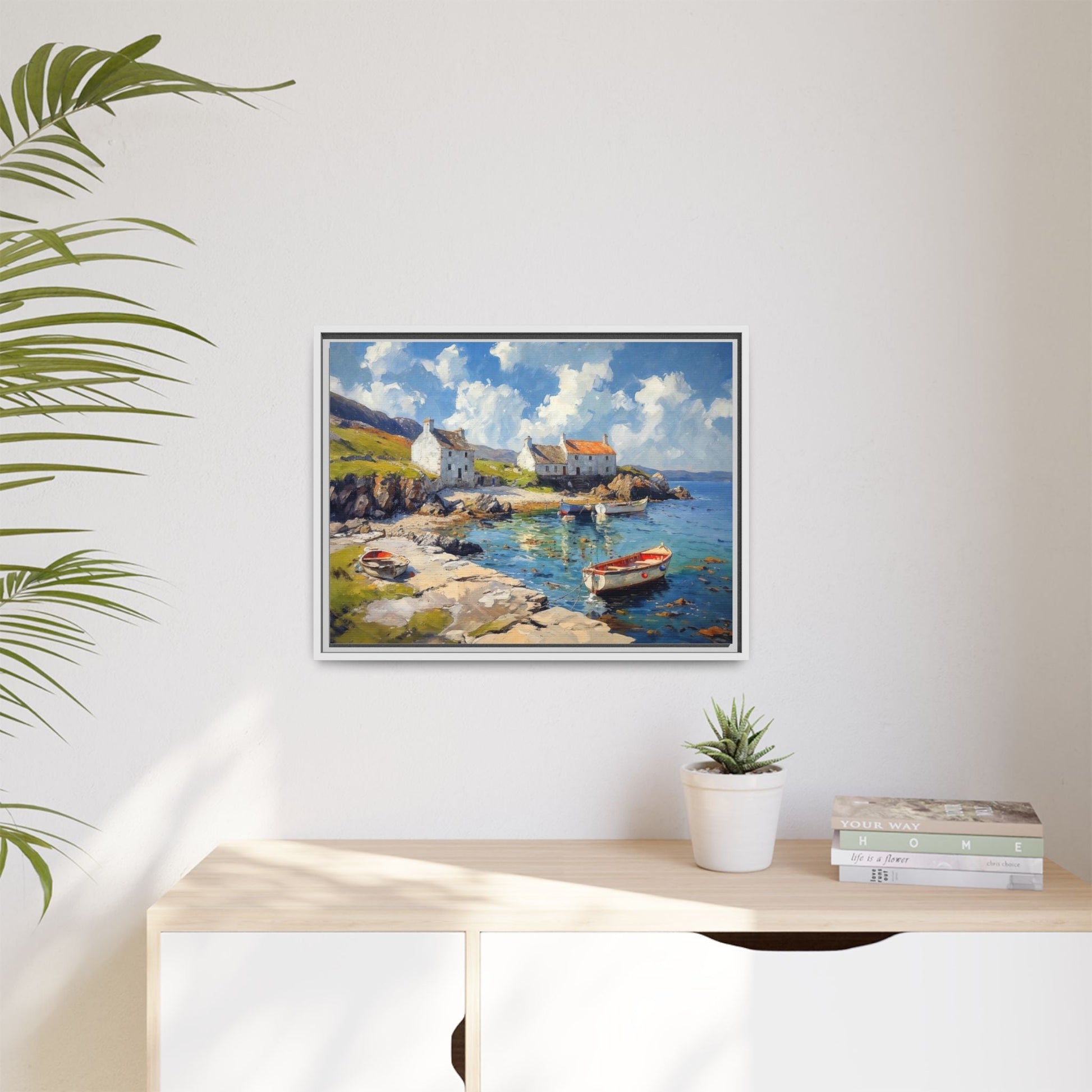 Island Harbour Coastal Landscape - Serene Wall Art Print for Home Décor