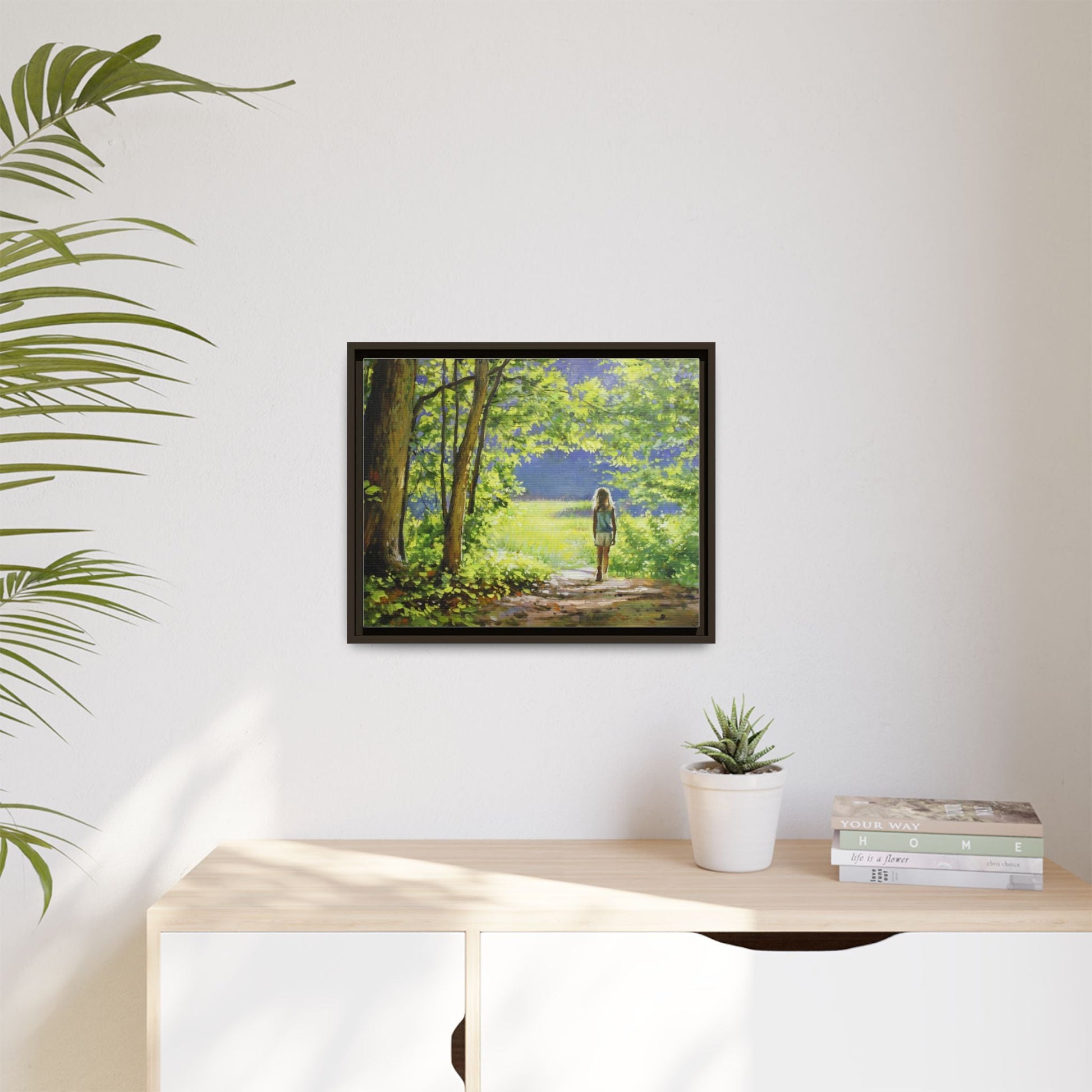 INTO THE LIGHT 11 – A captivating artwork featuring a luminous scene that evokes a sense of depth, movement, and serenity, framed in premium pinewood for timeless décor.