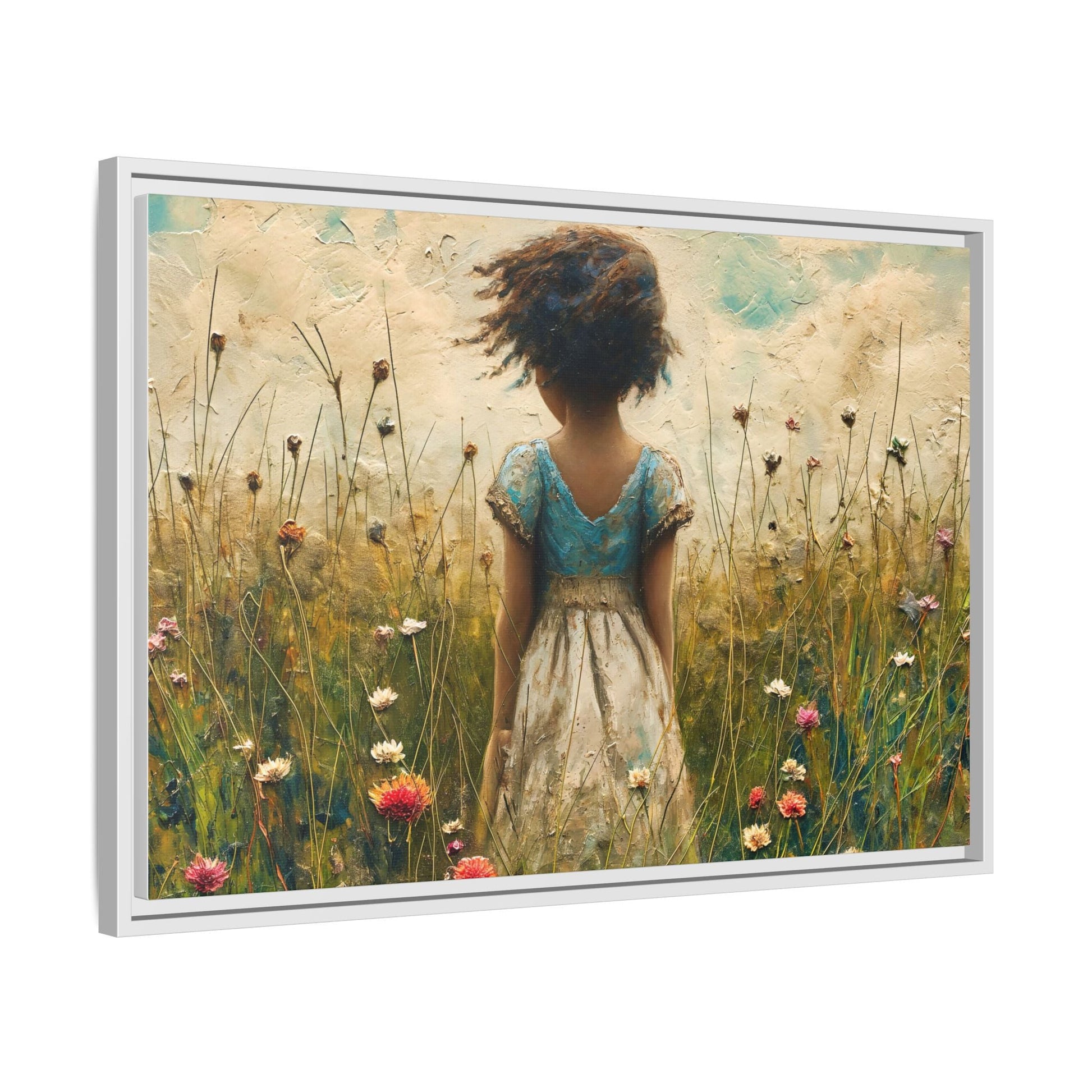 Young Girl In Flowers Wall Art - Graceful Portrait of Girl Surrounded by Flowers for Home Décor