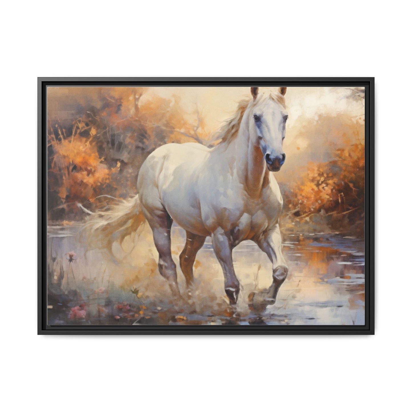 Arabian Horse – Elegant Pinewood Framed Wall Art for Timeless Décor