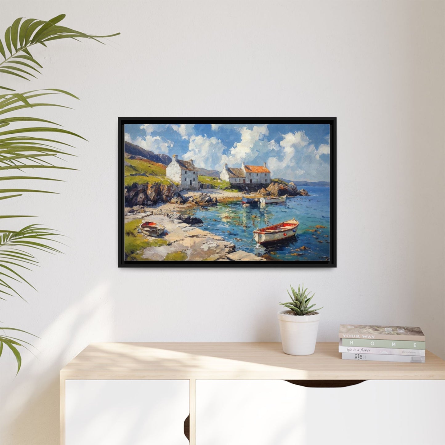 Island Harbour Coastal Landscape - Serene Wall Art Print for Home Décor