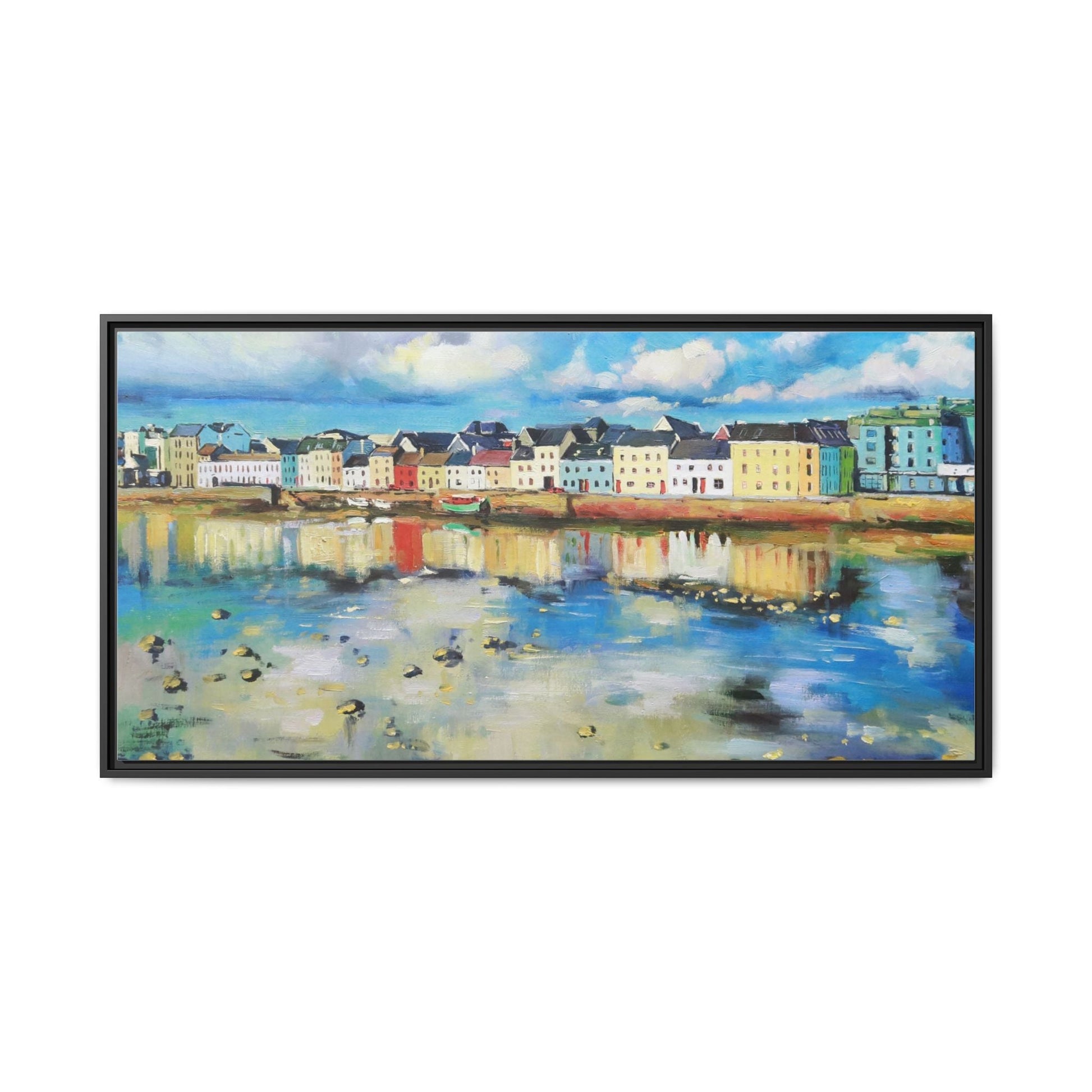 Galway Reflections wall art featuring serene Irish landscapes and water reflections, framed in premium quality wood.